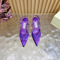 JIMMY CHOO 26S SLINGBACK HEELS 65 MM IN DARK PURPLE MESH AND SATIN