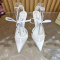 JIMMY CHOO 26S HIGH HEELS 105 MM IN WHITE MESH AND SATIN