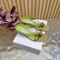 JIMMY CHOO 26S HIGH-HEEL SANDALS 35 MM IN OLIVE GREEN SATIN