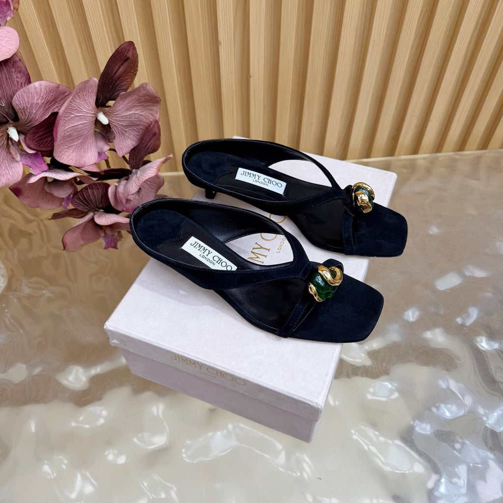 JIMMY CHOO 26S HIGH-HEEL SANDALS 35 MM IN BLACK SUEDE