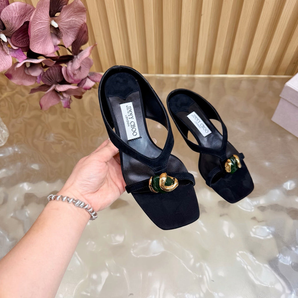 JIMMY CHOO 26S HIGH-HEEL SANDALS 35 MM IN BLACK SUEDE