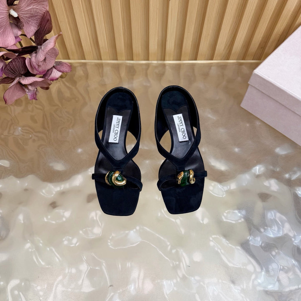 JIMMY CHOO 26S HIGH-HEEL SANDALS 35 MM IN BLACK SUEDE
