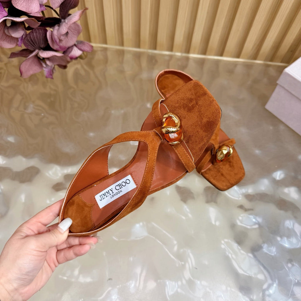 JIMMY CHOO 26S HIGH-HEEL SANDALS 35 MM IN BROWN SUEDE