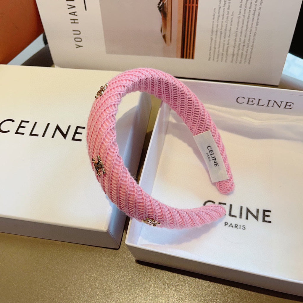 BRIGHT PINK WOOL FABRIC HAIRBAND 402915