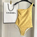CC BIKINI SWIMSUIT SET IN YELLOW AND GREEN LOGO 593033