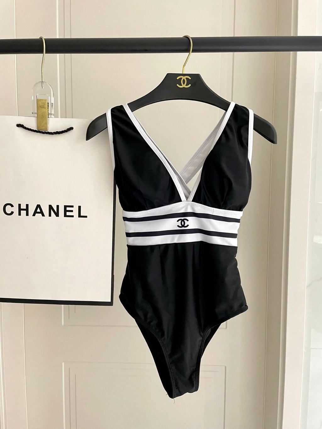 CC BIKINI SWIMSUIT SET BLACK WHITE 173343