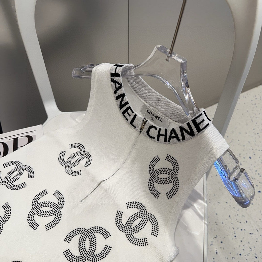 TANK TOP 625959 IN WHITE COTTON RIBBED EMBOSSED LOGO