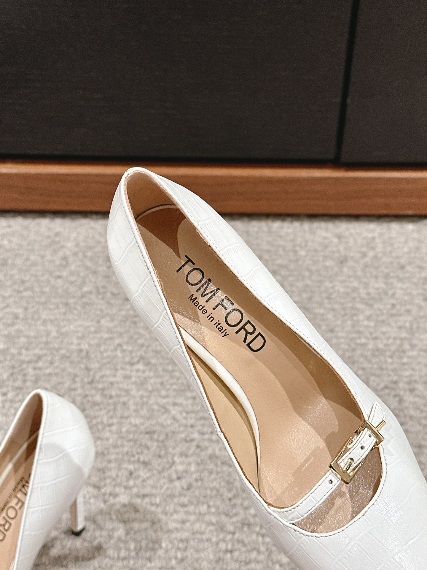 HIGH HEEL 10 CM IN WHITE CROCODILE LEATHER