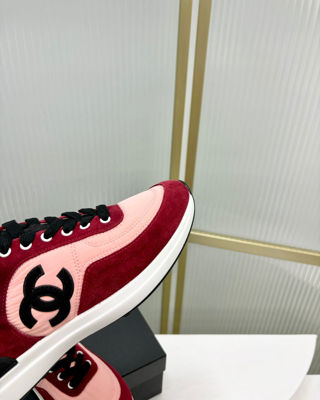 SNEAKER IN LIGHT PINK MIX CHERRY RED SUEDE