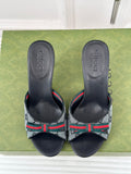 GG Vintage High Heel Slippers Black