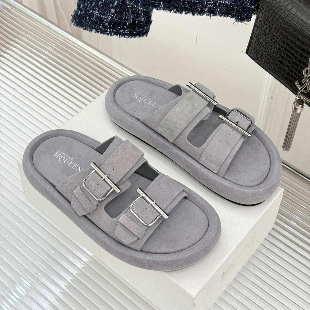 HYBRID SLIDE TWO STRAPS IN GREY SUEDE