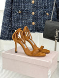 JIMMY CHOO 26S HIGH-HEEL SANDALS 100 MM IN BROWN SUEDE