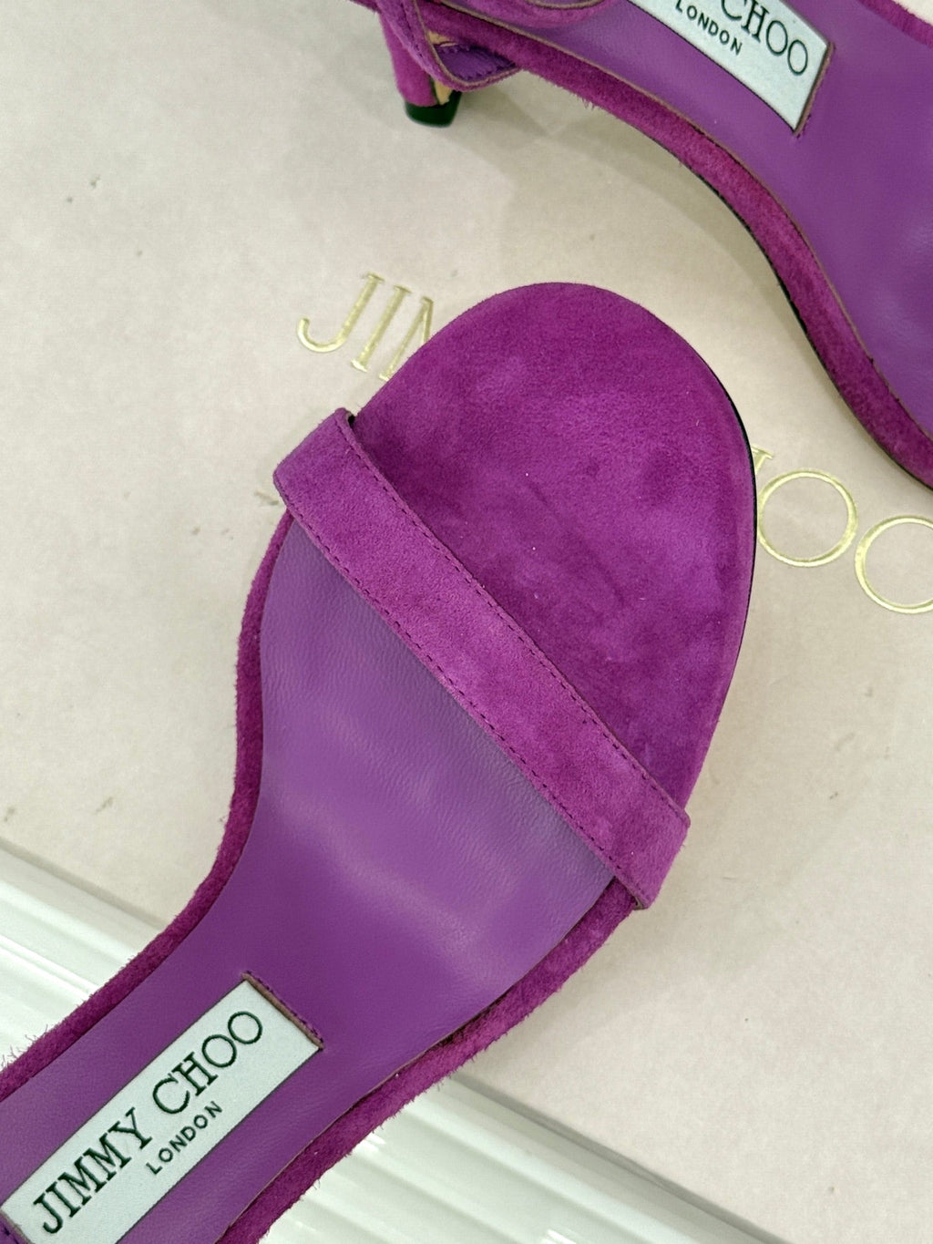 JIMMY CHOO 26S HIGH-HEEL SANDALS 100 MM IN PURPLE SUEDE