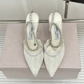 JIMMY CHOO 26S EMBELLISHED HIGH-HEEL SANDALS 85 MM IN WHITE LACE