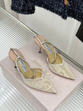 JIMMY CHOO 26S EMBELLISHED HIGH-HEEL SANDALS 85 MM IN CREAM WHITE LACE