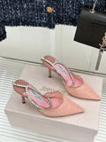 JIMMY CHOO 26S EMBELLISHED HIGH-HEEL SANDALS 85 MM IN BALLET PINK LACE