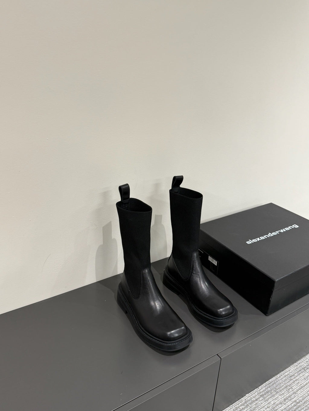 DETROIT SOCK BOOT IN BLACK CALFSKIN