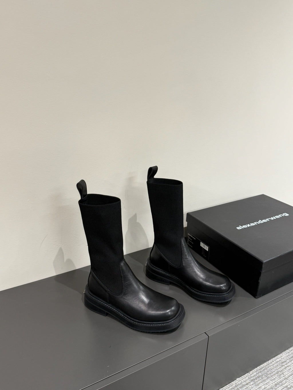 DETROIT SOCK BOOT IN BLACK CALFSKIN