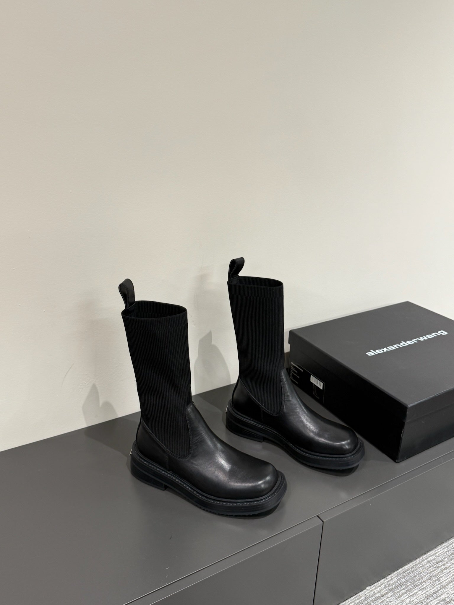 DETROIT SOCK BOOT IN BLACK CALFSKIN