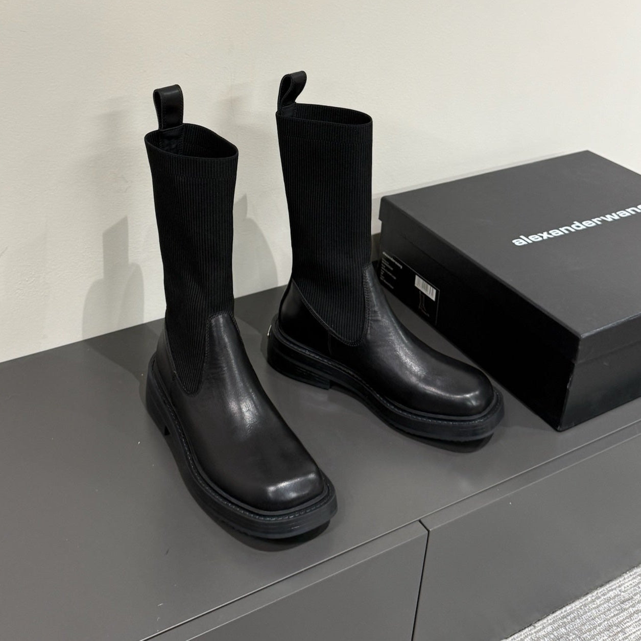 DETROIT SOCK BOOT IN BLACK CALFSKIN