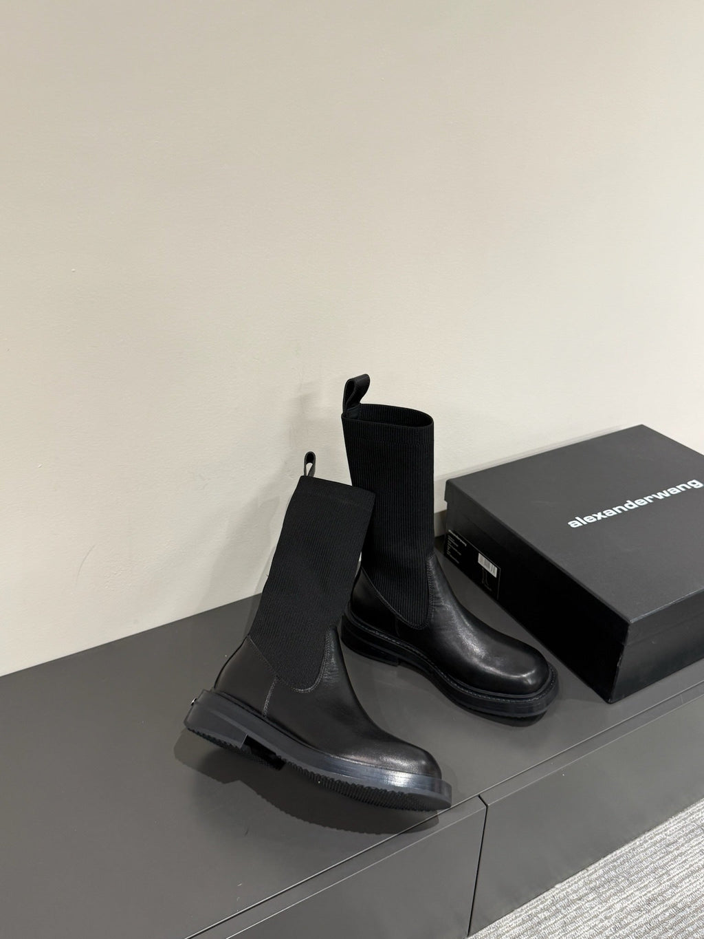 DETROIT SOCK BOOT IN BLACK CALFSKIN