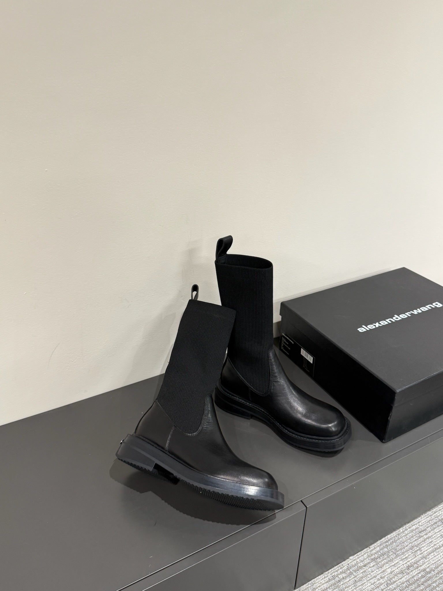 DETROIT SOCK BOOT IN BLACK CALFSKIN