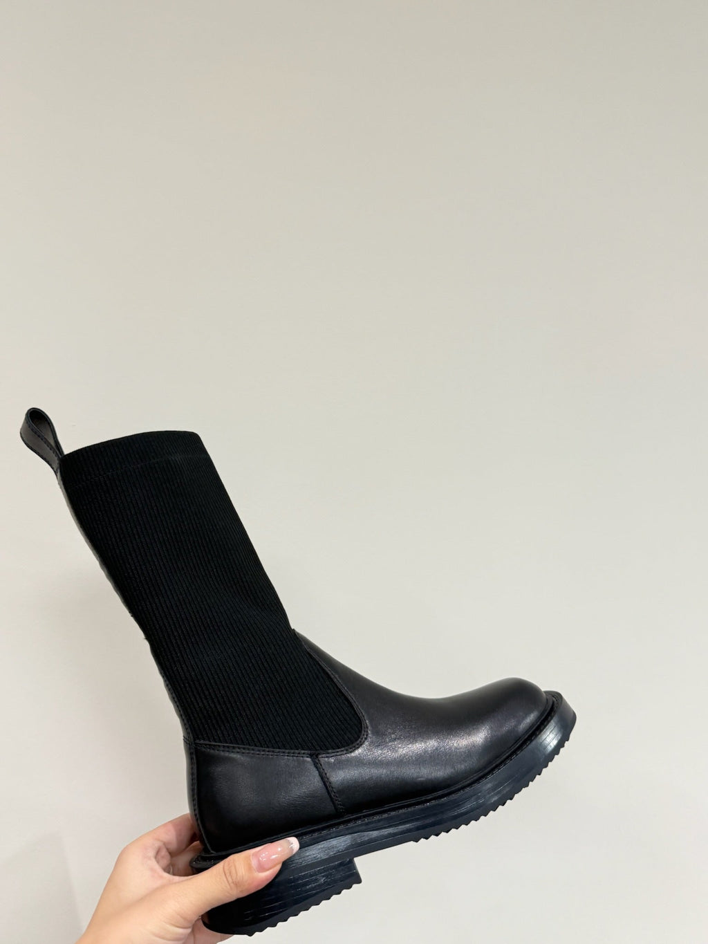 DETROIT SOCK BOOT IN BLACK CALFSKIN