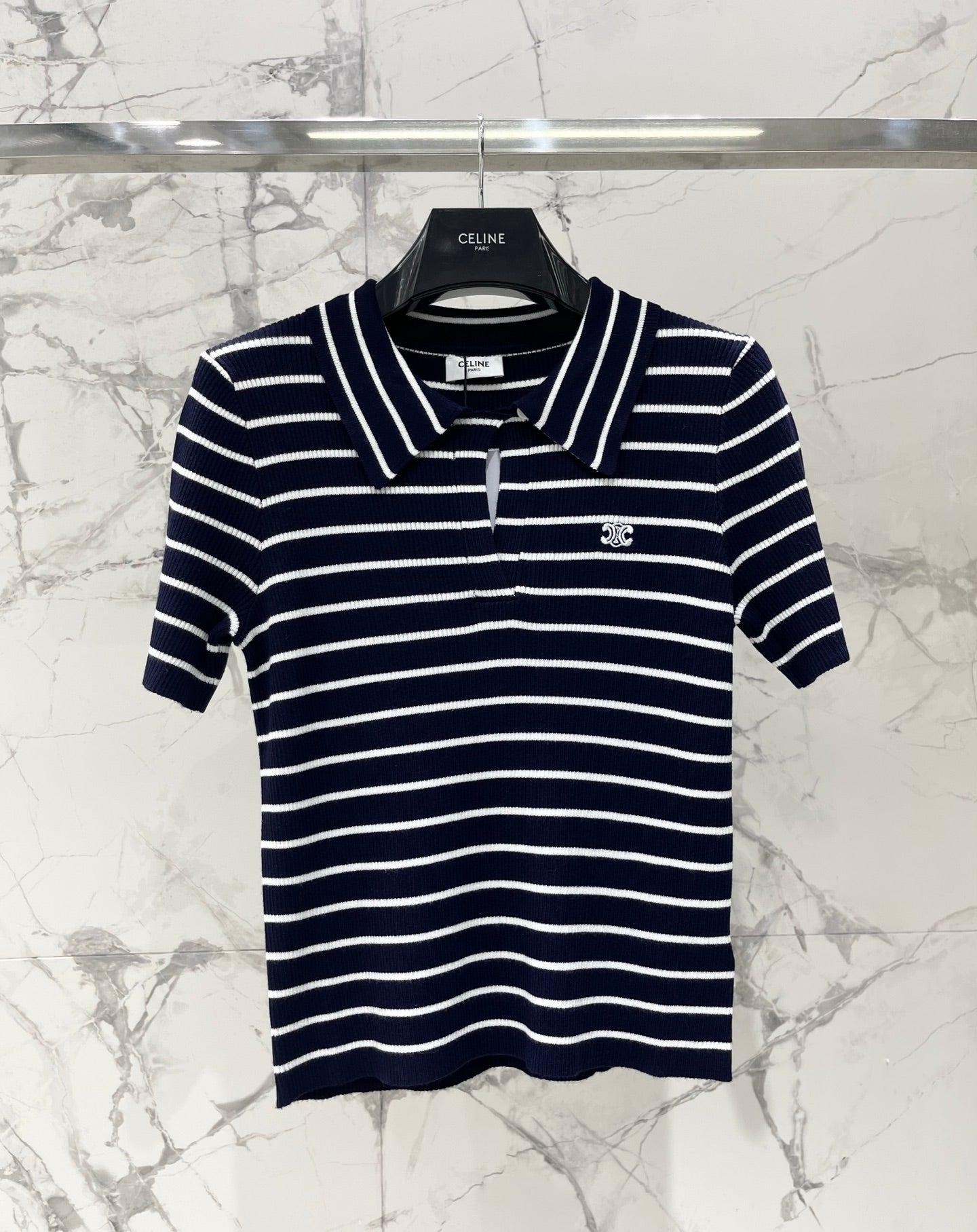 CELINE 26S STRIPED SHORT-SLEEVE POLO SHIRT 489