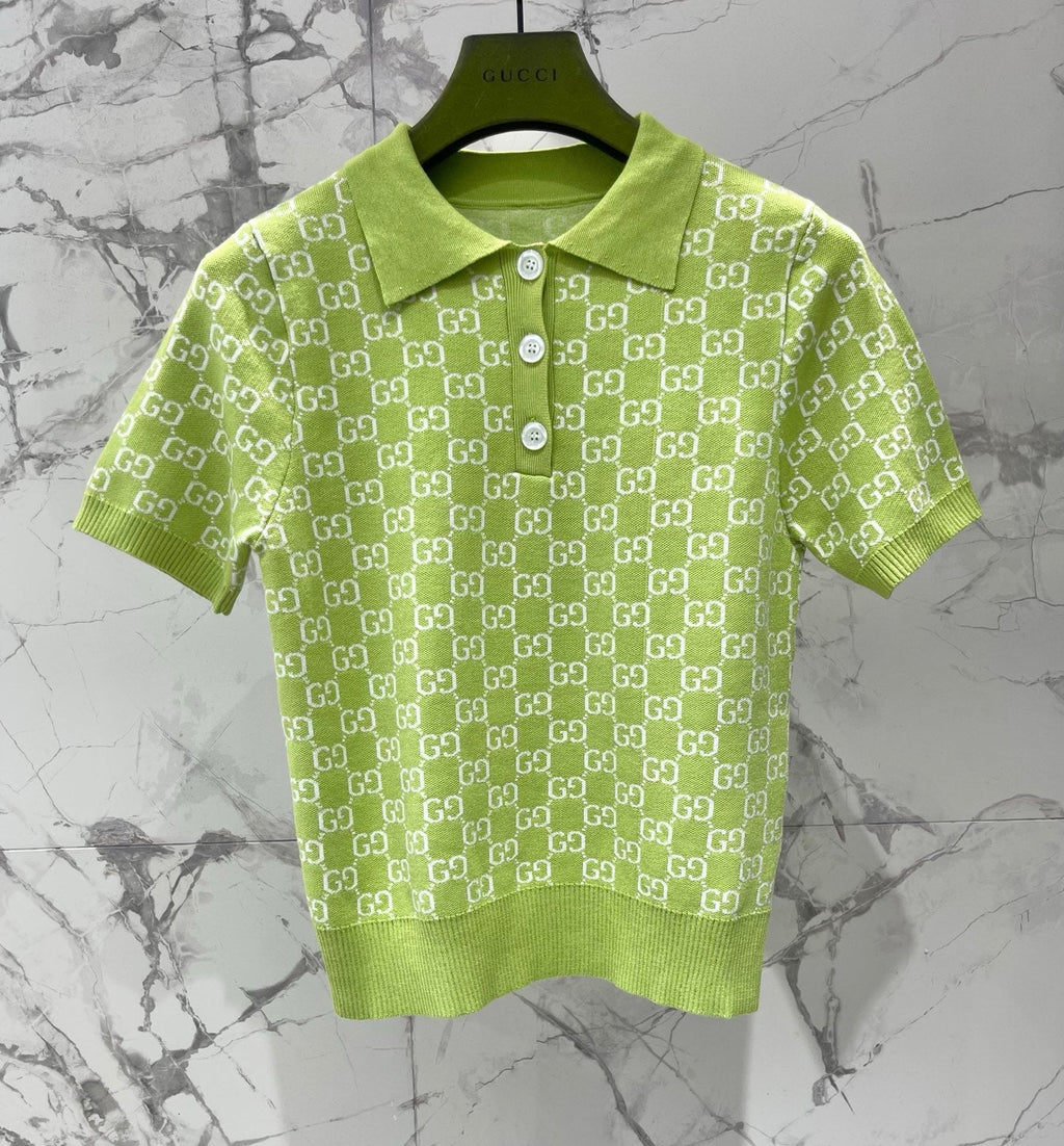 GUCCI 26S SHORT-SLEEVE KNIT POLO SHIRT 471