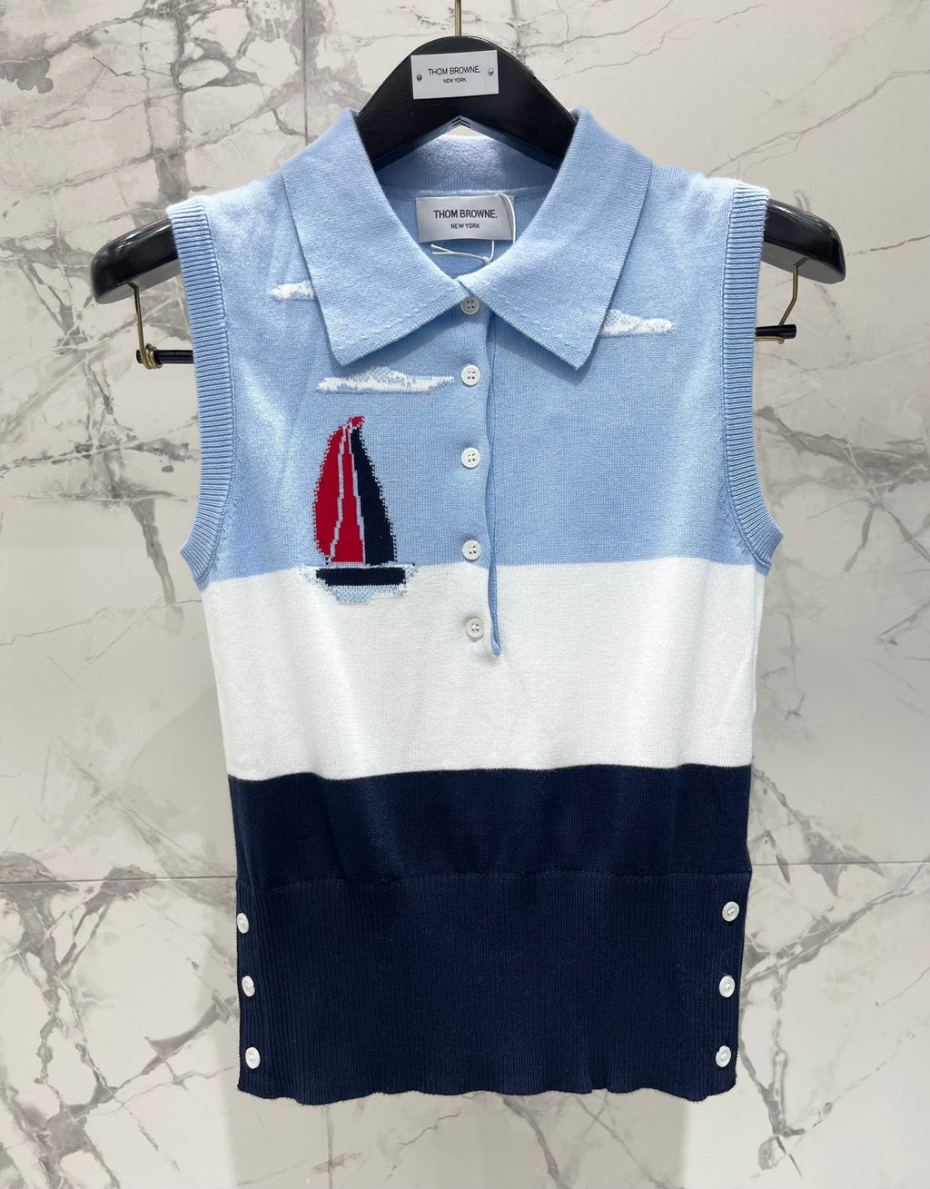 THOM 26S SLEEVELESS POLO KNIT TOP STYLE 219