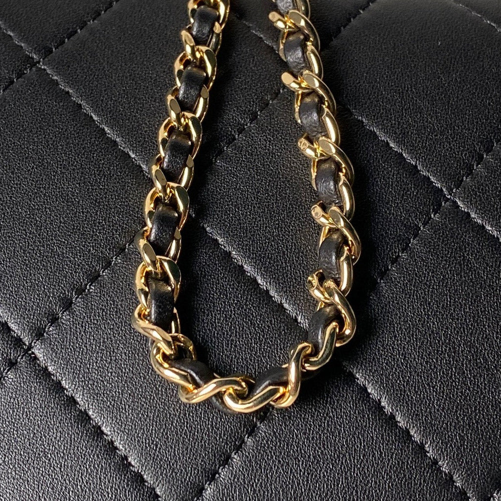 CHANEL 26S HOBO BAG SMALL 23 IN BLACK QUILTED LAMBSKIN GOLD HARDWARE