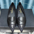 BALLET FLAT BLACK SHEEPSKIN POINTED TOE