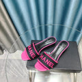 MULE SANDAL 45 BLACK PINK FABRIC EMBROIDERY