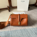 FLAP SHOULDER BAG 23 IN BRONZE BROWN LAMBSKIN GOLD HARDWARE