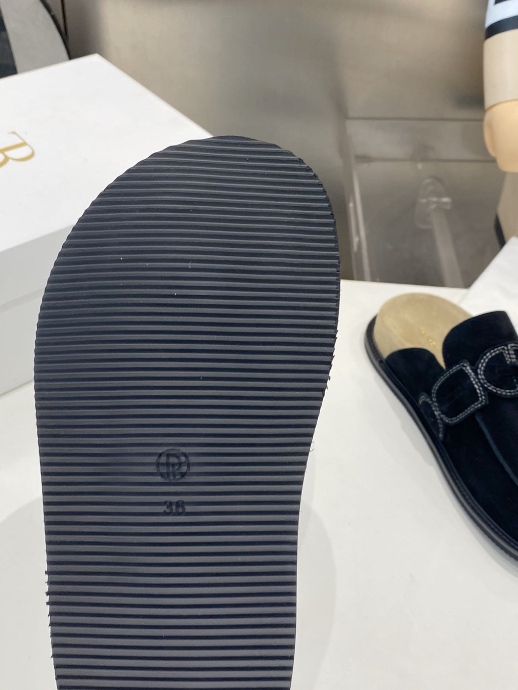 THE ROW 26S KNOT DETAIL MULE LOAFERS IN BLACK SUEDE