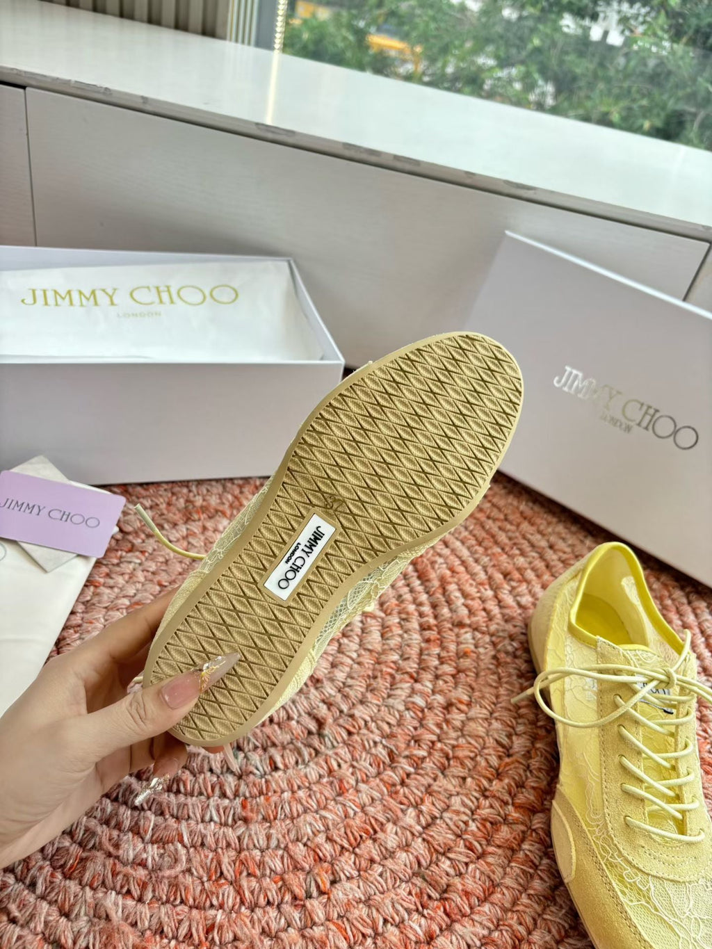 JIMMY CHOO 26S SNEAKERS IN YELLOW MESH AND SUEDE