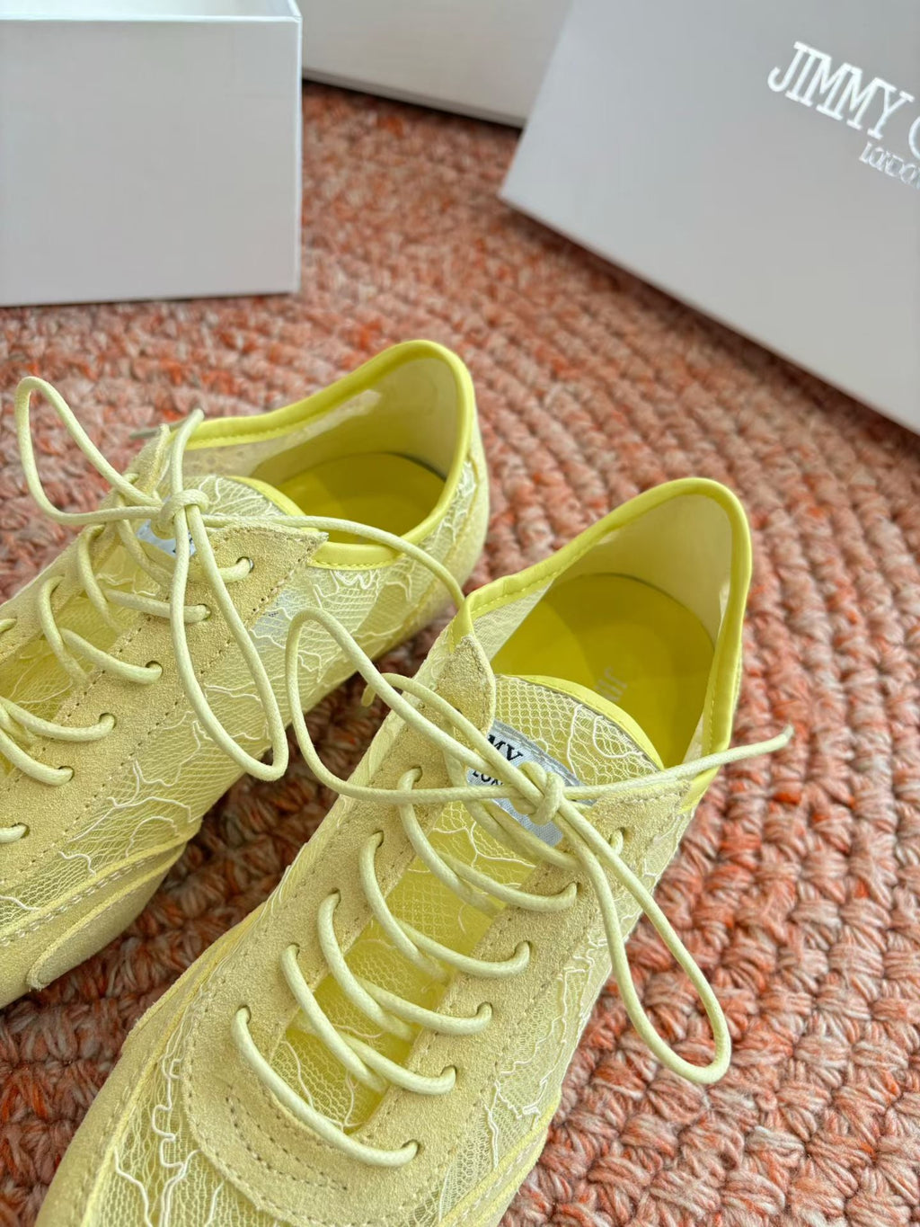 JIMMY CHOO 26S SNEAKERS IN YELLOW MESH AND SUEDE