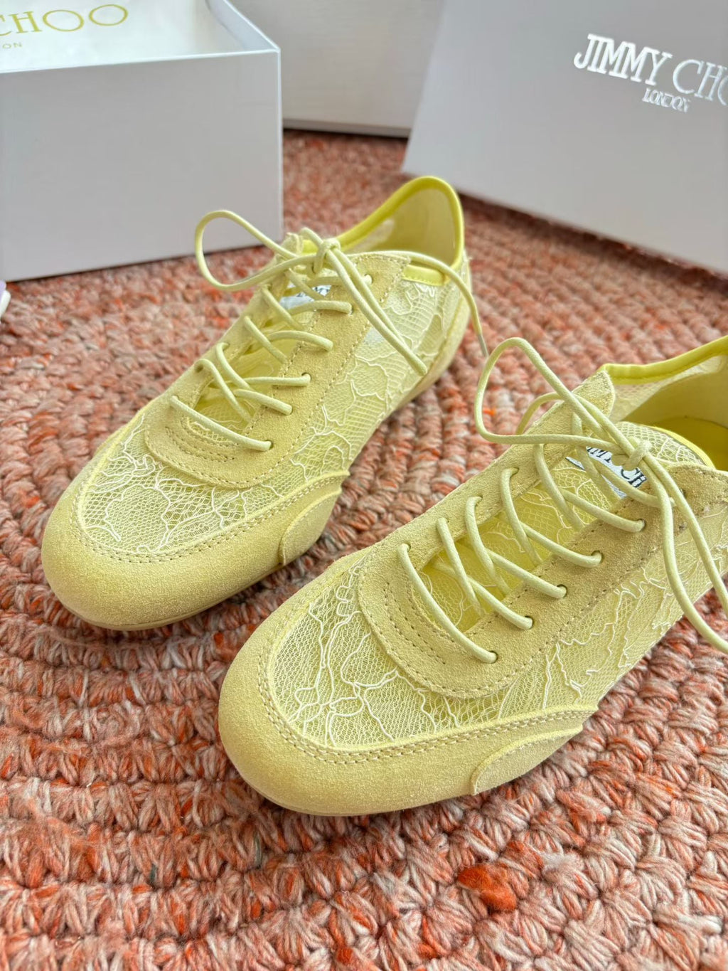 JIMMY CHOO 26S SNEAKERS IN YELLOW MESH AND SUEDE