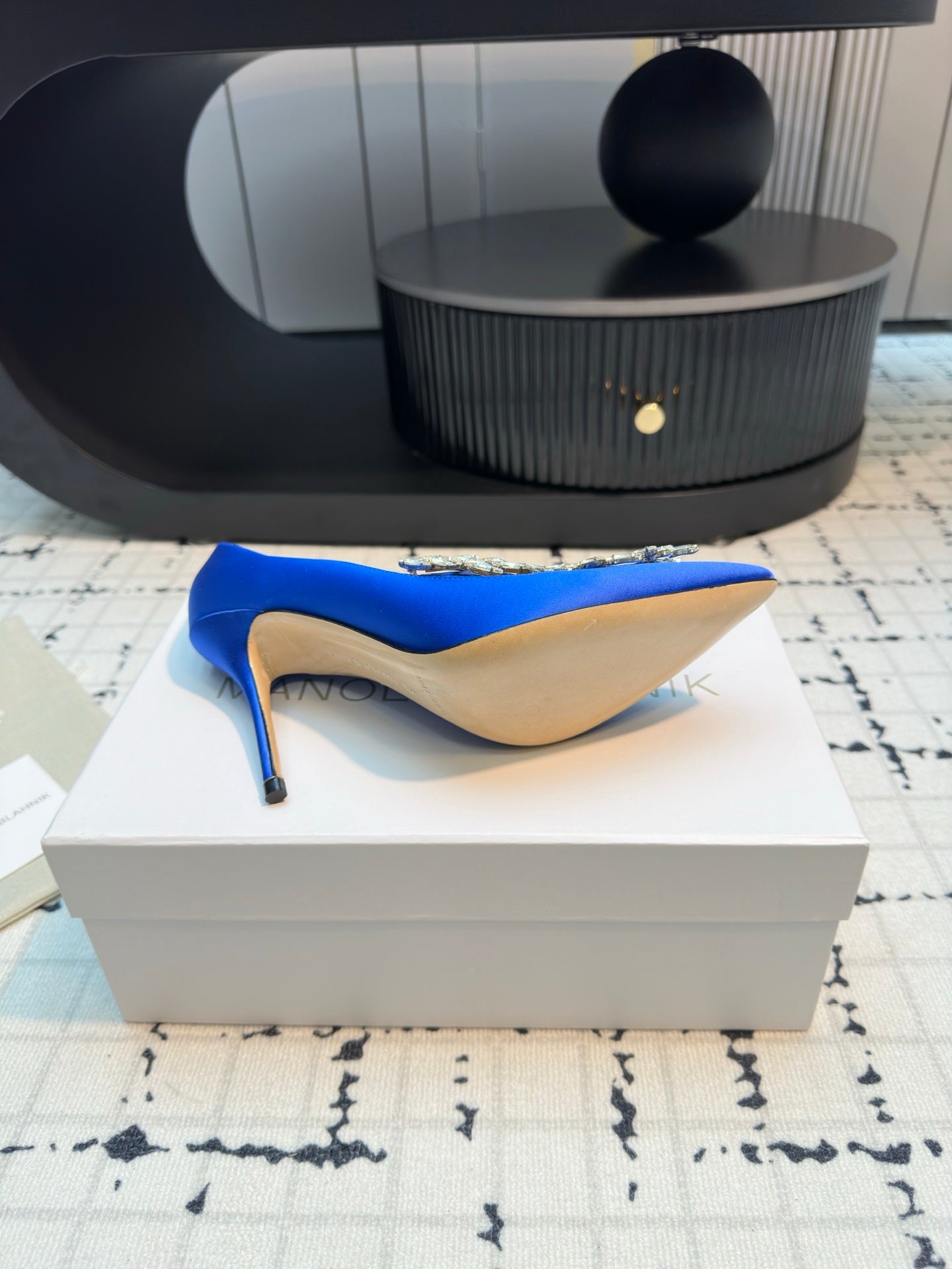 Lurum 90 Blue Satin Crystal Embellished Pumps 868665