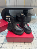 VIV' RANGERS ANKLE BOOTS IN BLACK CALFSKIN STRASS BUCKLE