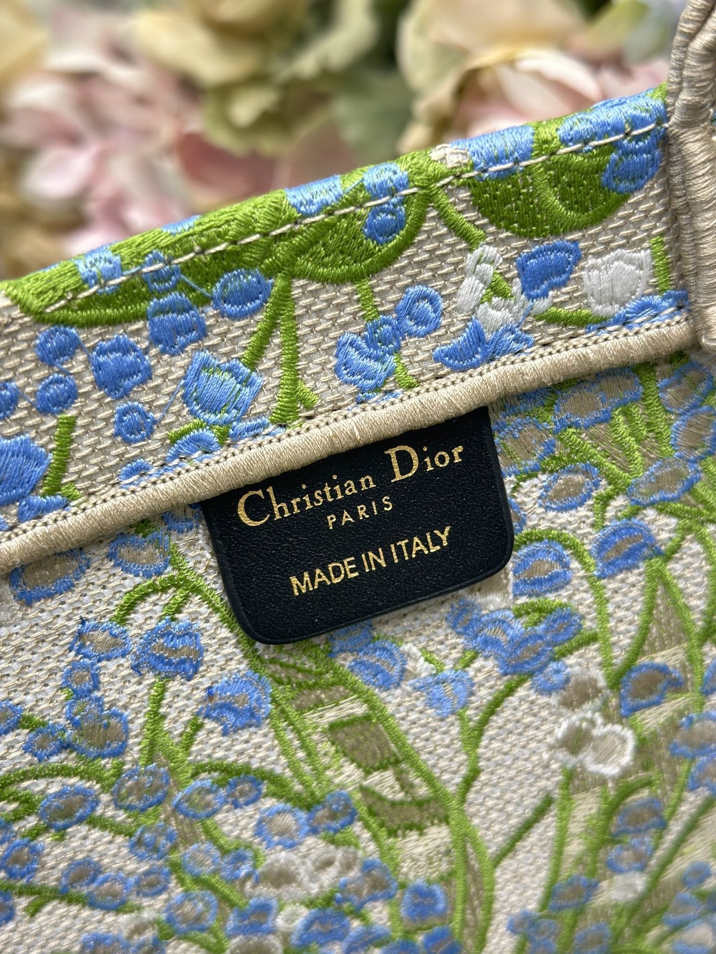 DIOR 26S BOOK TOTE BAG 36 IN  MUTICOLOR BAYADERE FABRIC