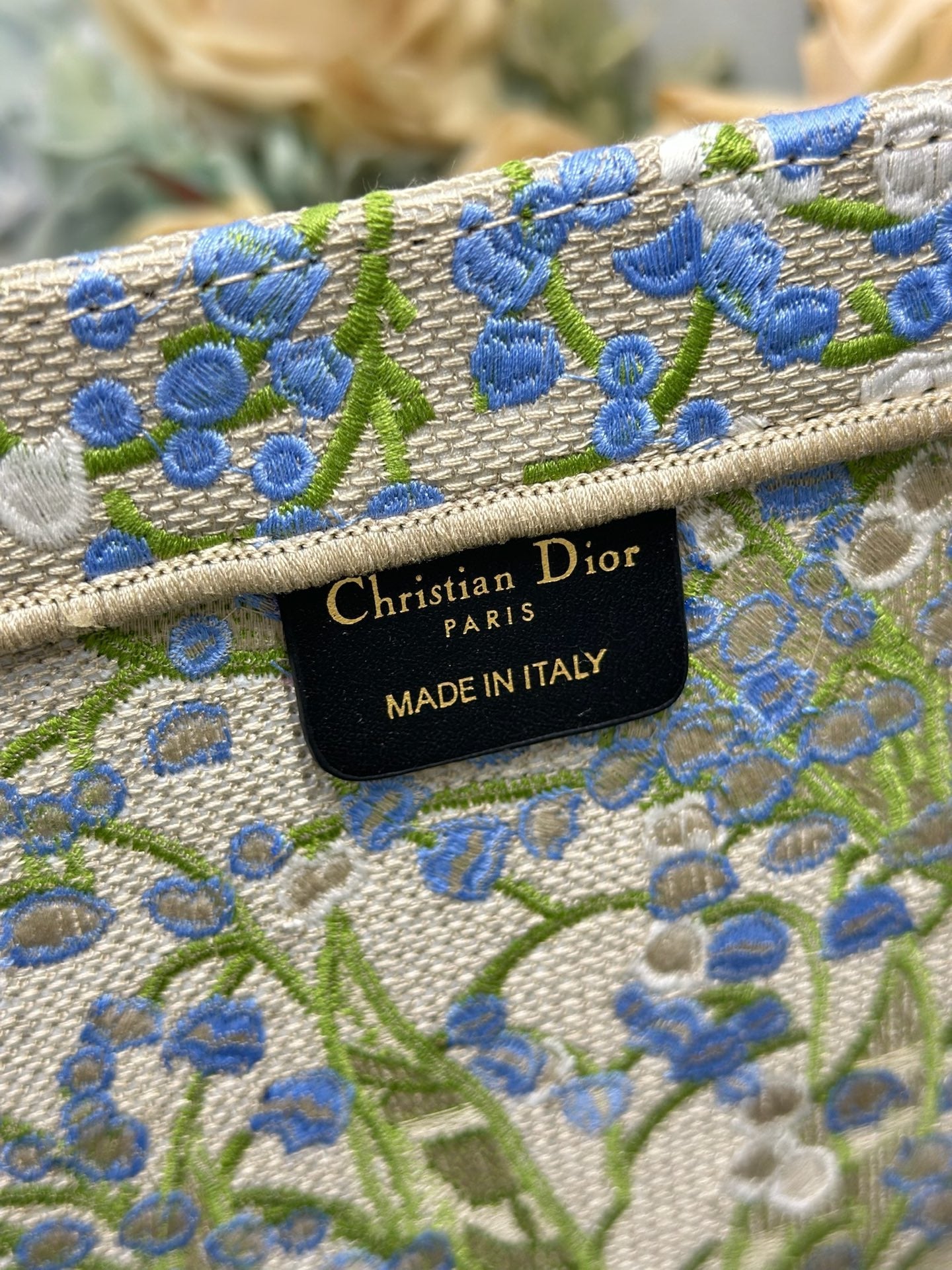 DIOR 26S BOOK TOTE BAG 42 IN  MUTICOLOR BAYADERE FABRIC