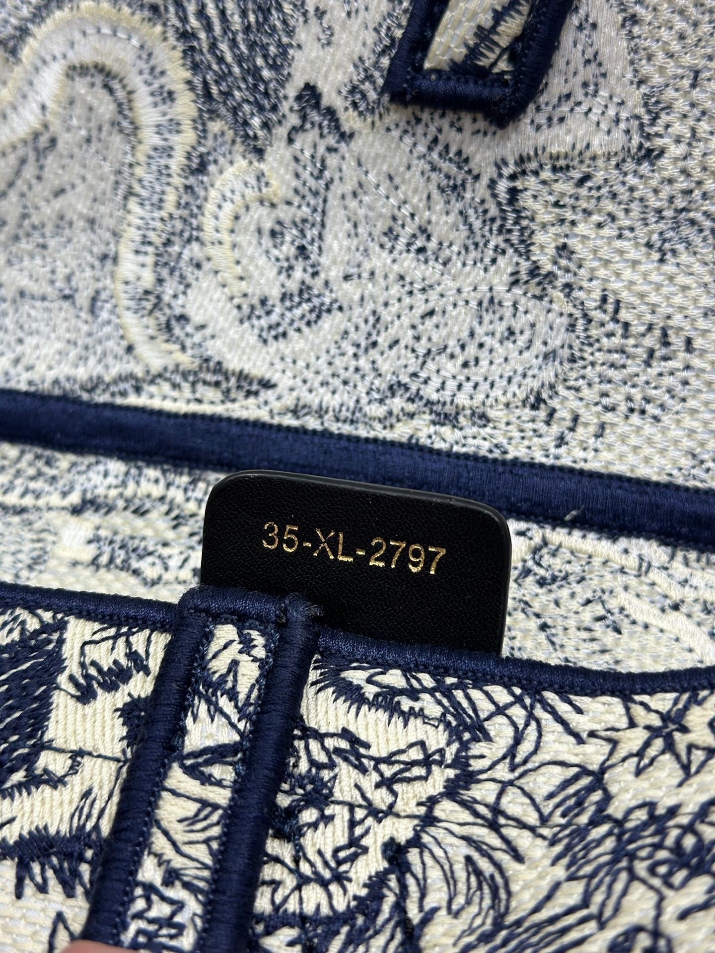 DIOR 26S SADDLE BAG 25 IN NAVY BLUE AND BEIGE JACQUARD