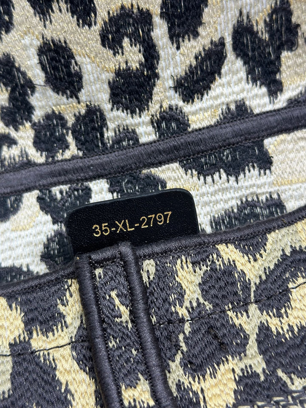 DIOR 26S SADDLE BAG 25 IN BEIGE EOPARD-PRINT JACQUARD
