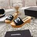 WEDGE PLATFORM IN BLACK LAMBSKIN WITH WHITE LOGO