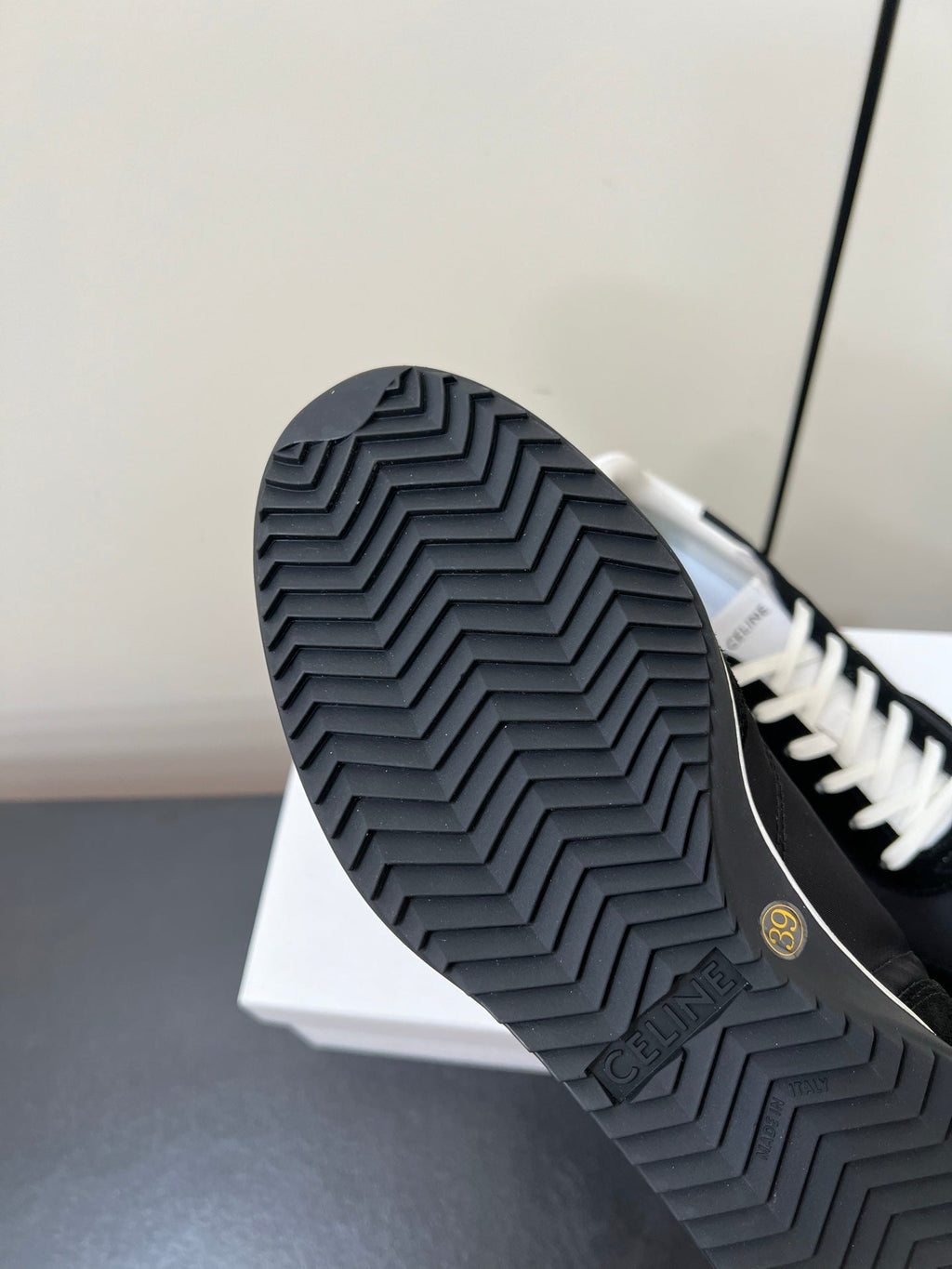 CELINE 25S RACER FORREST GUMP SNEAKERS IN BLACK MERCERIZED CALFSKIN