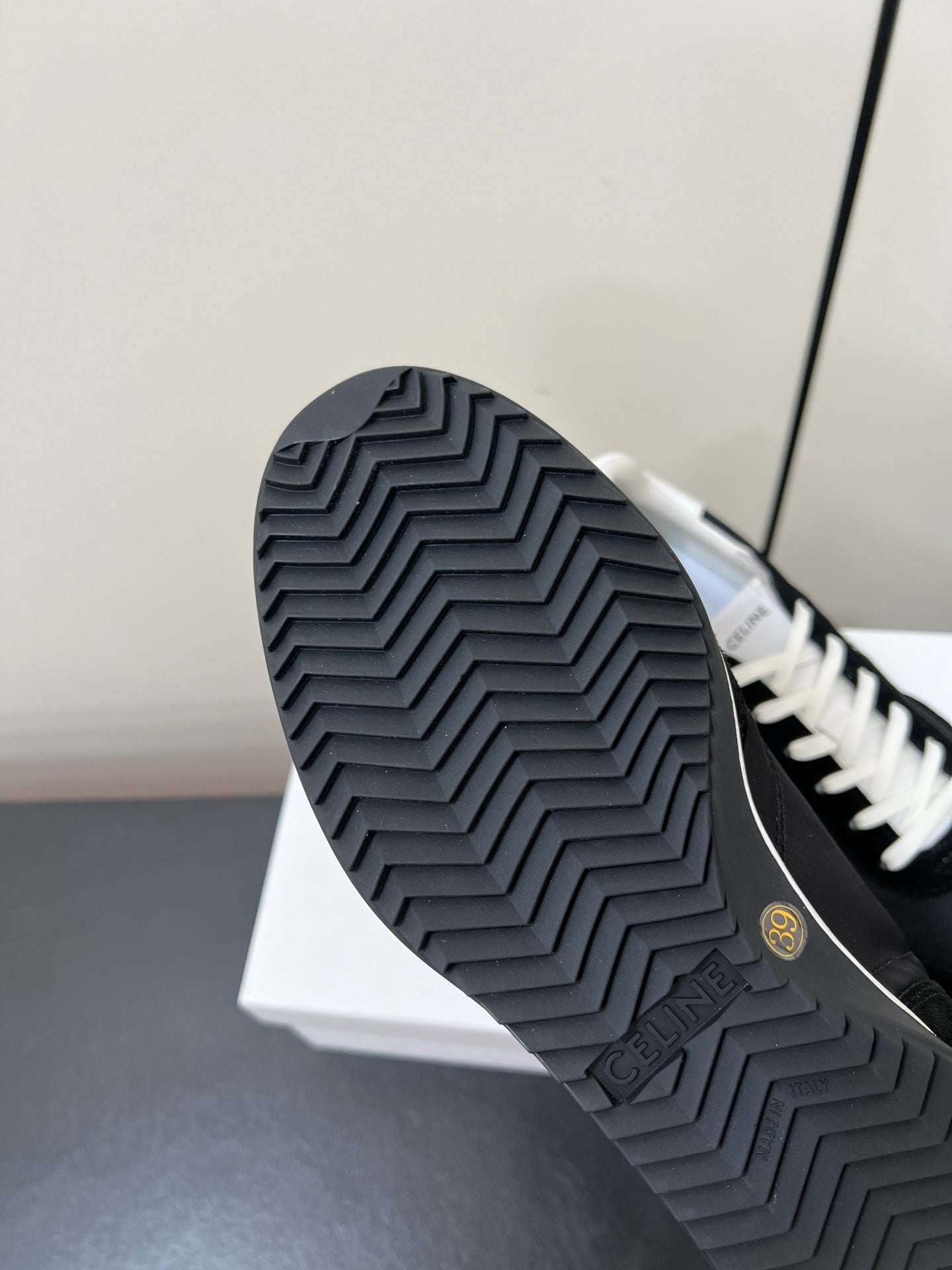 CELINE 25S RACER FORREST GUMP SNEAKERS IN BLACK MERCERIZED CALFSKIN