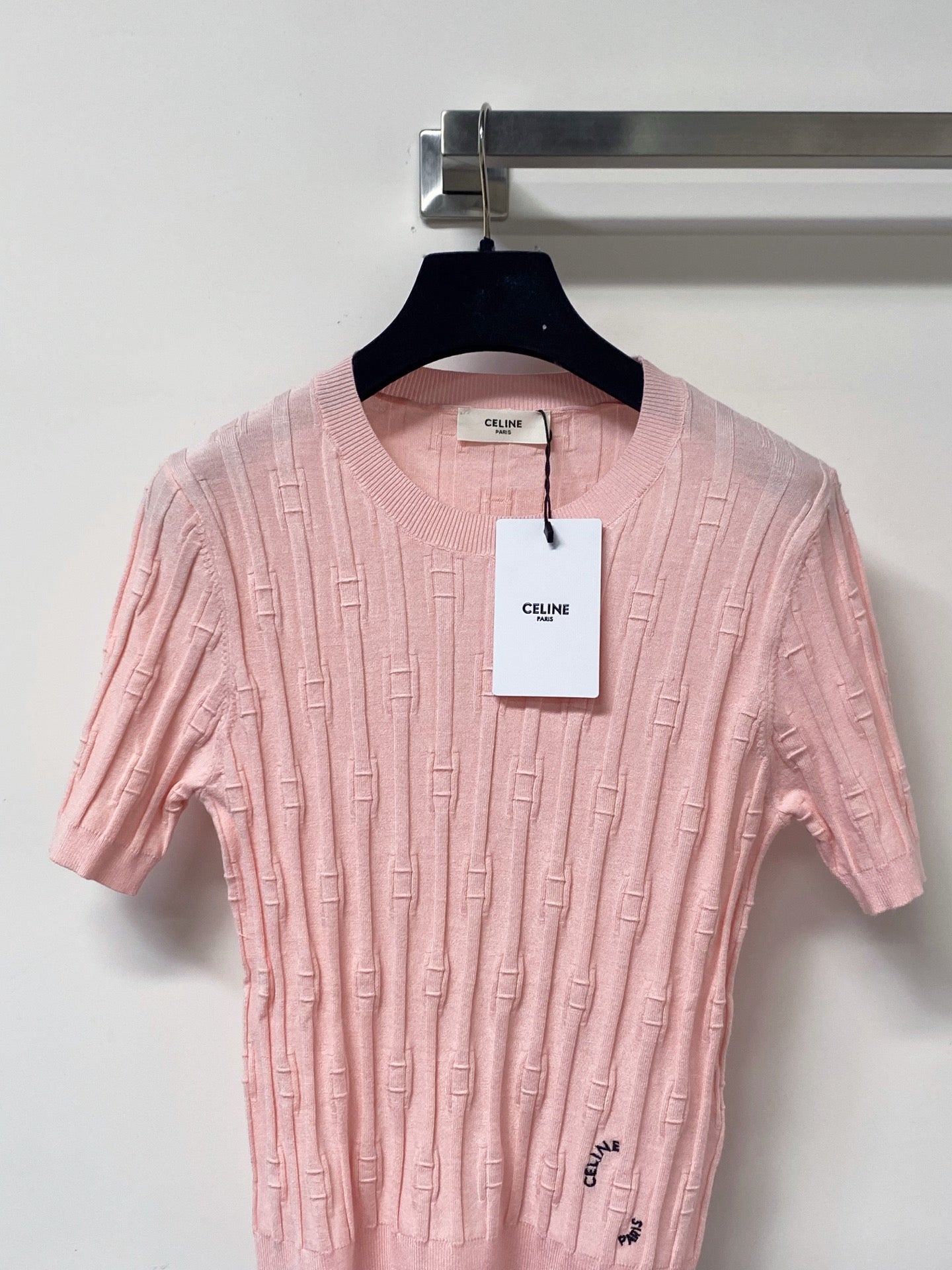 CELINE 26S LOGO SHORT-SLEEVE KNIT TOP 185