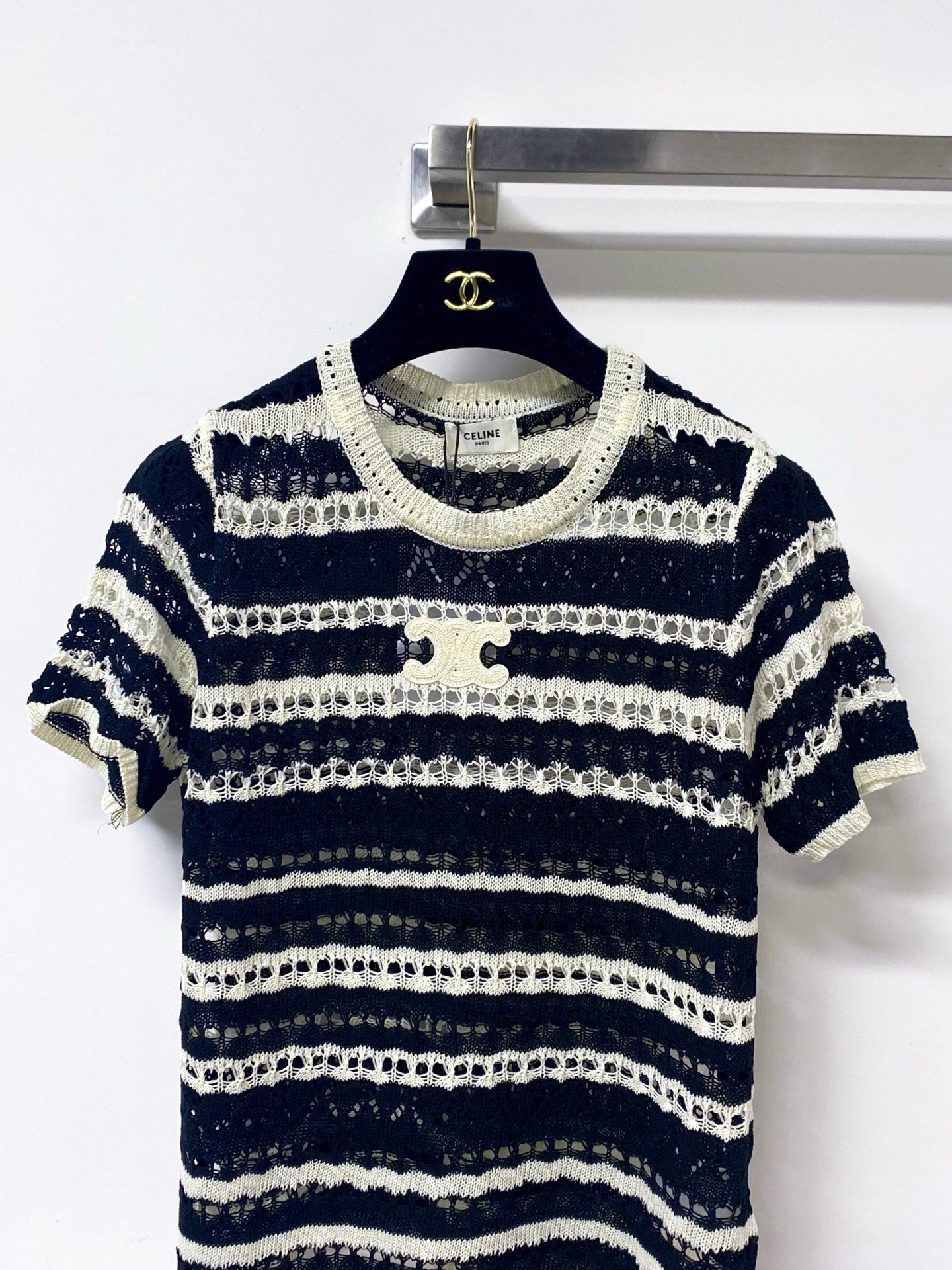 CELINE 26S SHORT-SLEEVE KNIT TOP 487
