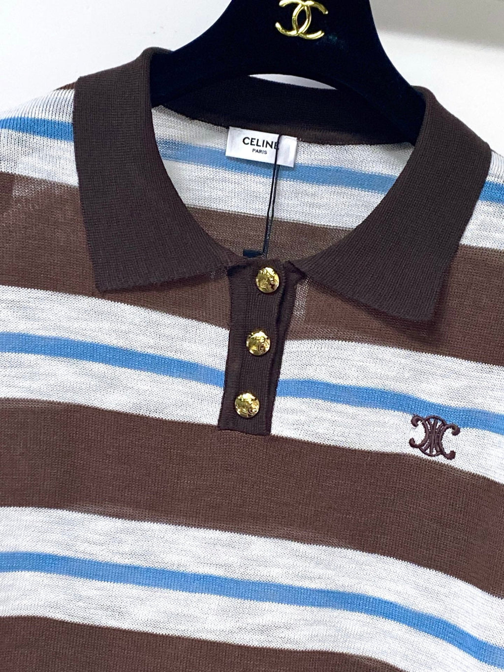 CELINE 26S STRIPED SLEEVELESS POLO SHIRT 481